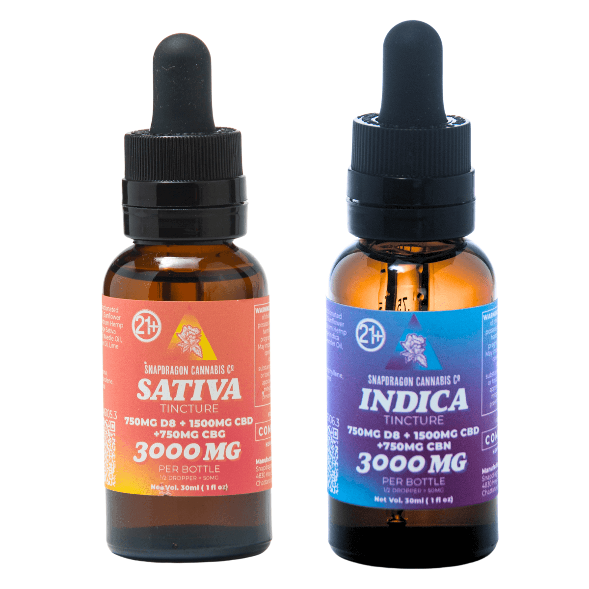 Snapdragon Cannabis Co. Sativa and Indica Tinctures 30ml